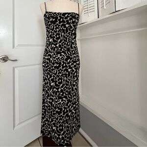 Zara Floral Maxi Bodycon Dress - Black & Cream with 90s ⚫